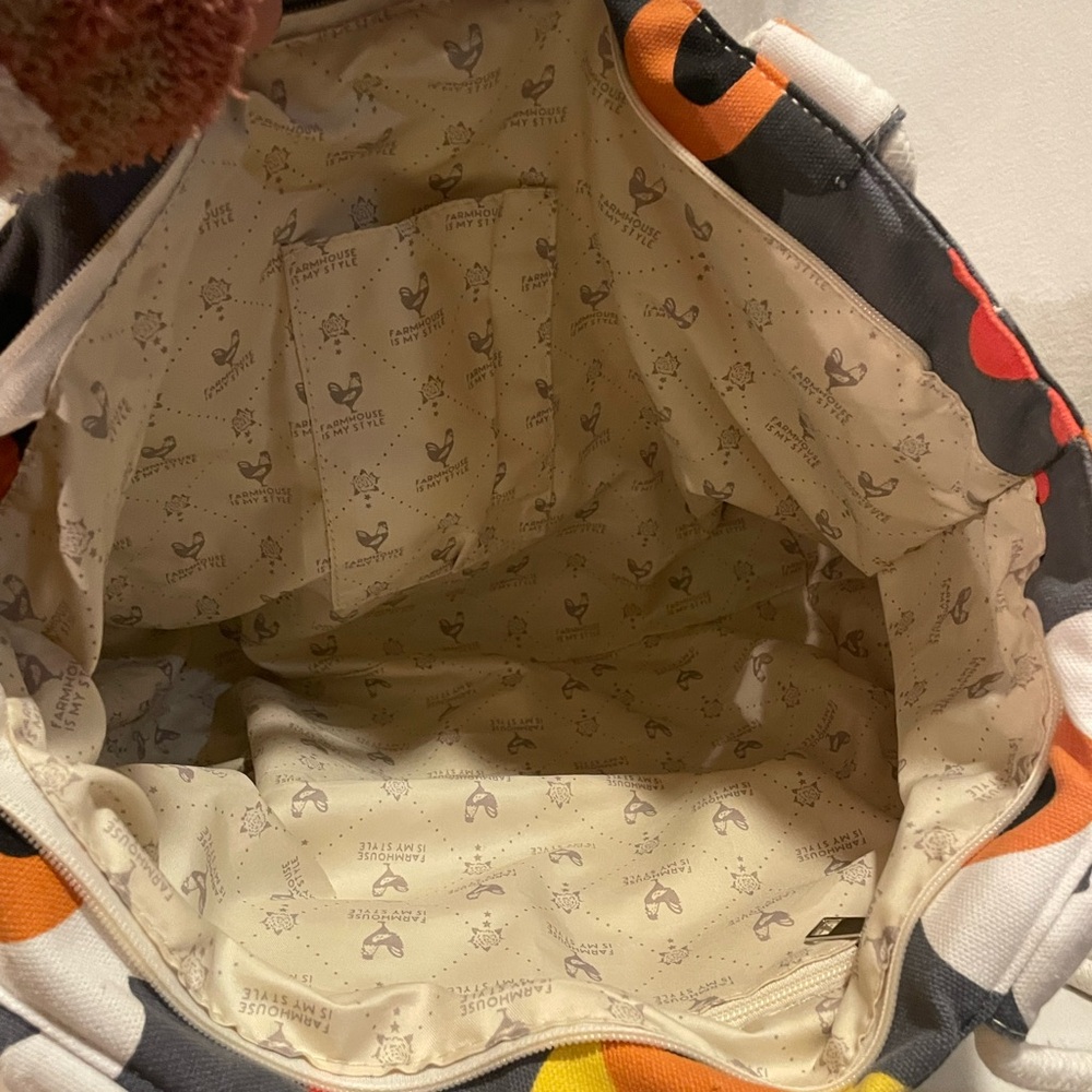 Farmhouse is My Style Floral Canvas Tote Bag - Gray, Red, Orange and Yellow - Picture 8 of 12